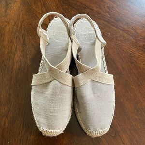 TONI PONS Ecru Linen Ter Wedge Espadrilles